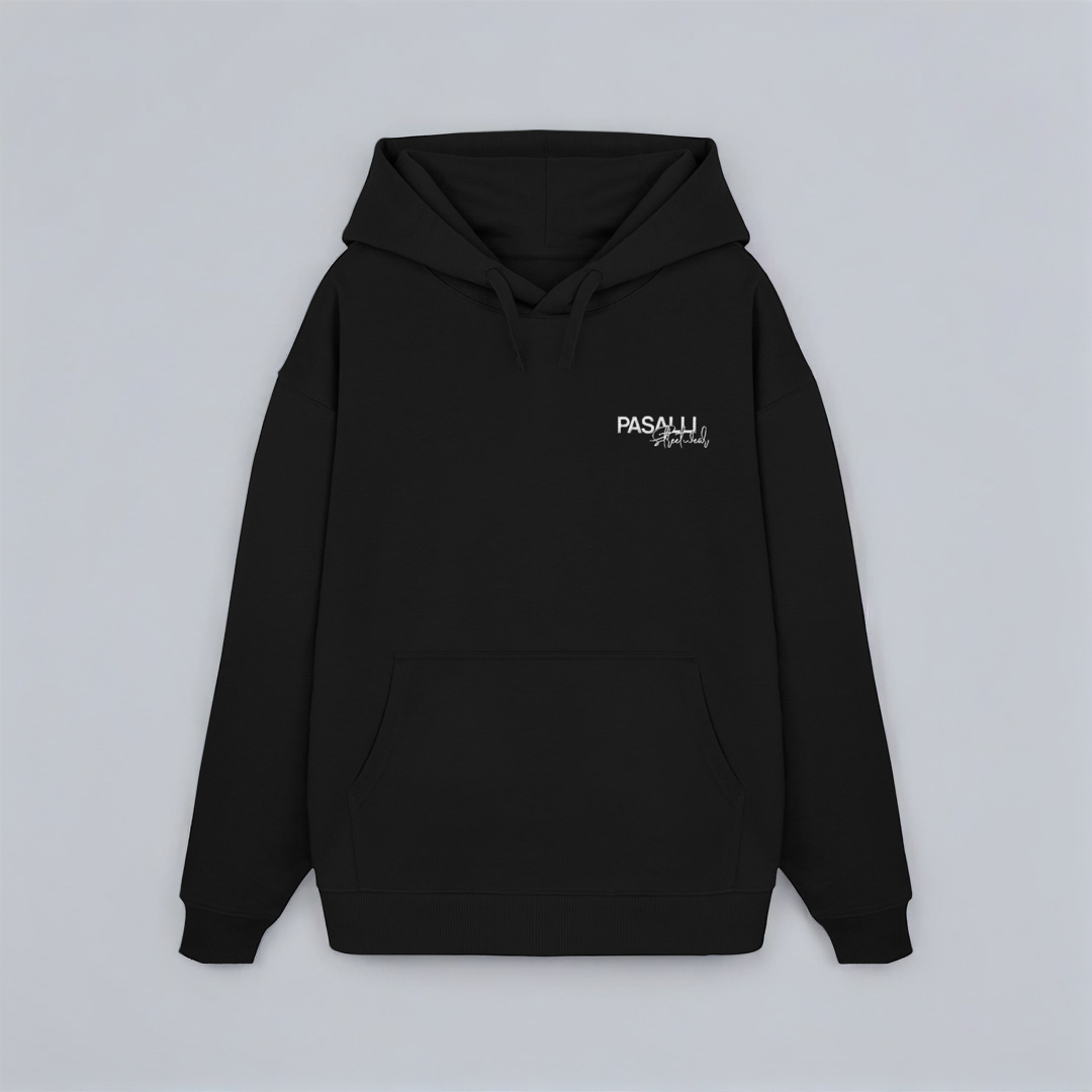 Pasalli Originals Organic Oversized Hoodie mit Stick - Black Shirtee