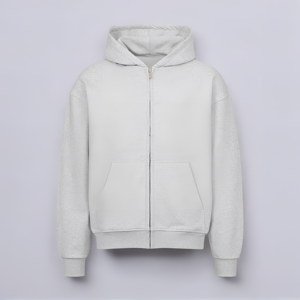VACANCY Oversized Zipper Hoodie - Back Print - Heather Grey MarketPrint