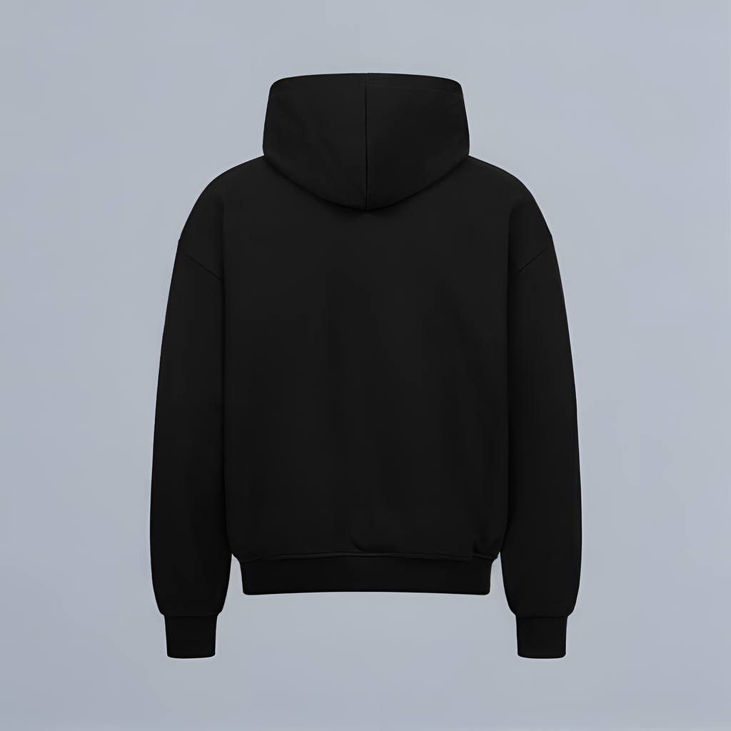 VACANCY Oversized Zipper Hoodie - Black MarketPrint
