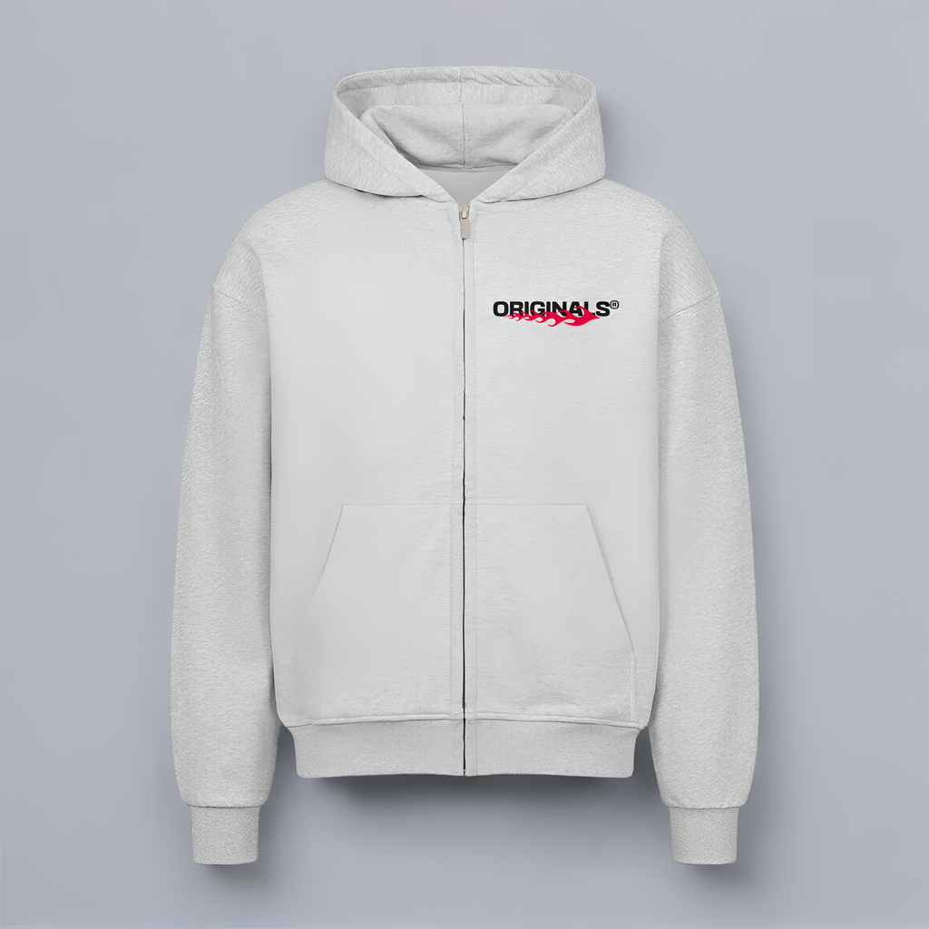 VACANCY Oversized Zipper Hoodie - Heather Grey MarketPrint