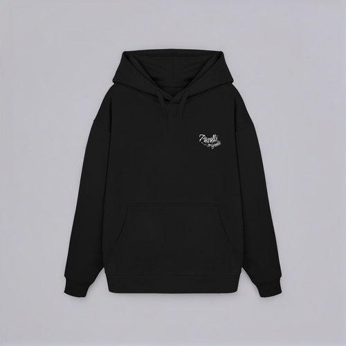 Heavy Organic Oversized Hoodie mit Stick - Black Shirtee